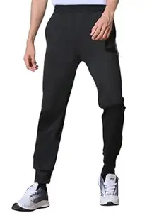 FITINC Men Mid-Rise Stretchable Gym Wear Joggers | Track Pants for Men | Casual Sports Track Pant with Pockets & Drawstring
