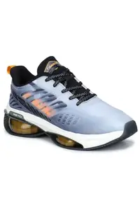 ABROS Cobalt Running Sports Shoes Breathable Upper KPU with TPU Sole Memory Foam Insole Casual Walking & Gym Shoes for Mens (Black/Mustard 9)