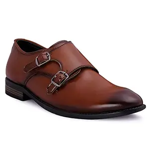 marching toes Men's Formal Shoes Double Monk Strap Brown