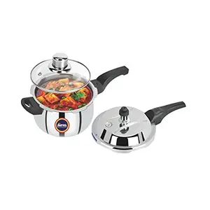 Softel Tri-Ply Stainless Steel Handi 3 Litre Pressure Cooker with Glass Lid | Induction Bottom | Silver price in India.