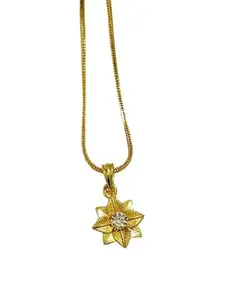 flower Pendant Necklace for Women Fashion | Tarnish Free Jewellery Locket for Girls Pendant | Aesthetic Accessories for Women Stylish Clover Necklace for Girls Chain (GOLDEN)