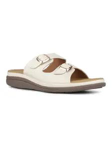 Inc.5 Women Cream Ethnic Solid Open Toe Slip-On Flat Sandals