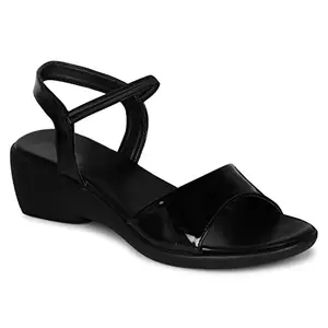 Right Steps Women's Stylish Soft Comfort Sandal, Girls Sandal(Black Numeric_7)