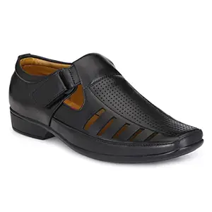 AZZARO BLACK Men's Synthetic Leather Velcro Fashion Sandal 11UK/IND,Black