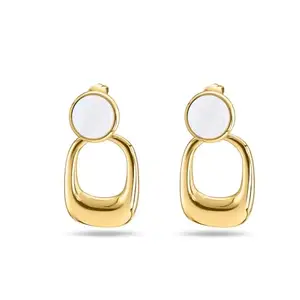 PALMONAS Classic White Stone Gold Drop Earring for Women - Gift for Girls & Women | Waterproof & Anti-Tarnish Earrings