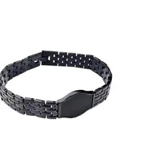 Mens Bracelet Watch Style Chain Bracelet For Girls and Boys (Black)