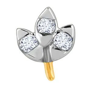 GIVA 18K Yellow Gold Dazzling Leaf Diamond Nose Pin|Gold Gifts for Women & Girls| With Certificate of Authenticity & BIS-Hallmarked Gold Jewellery