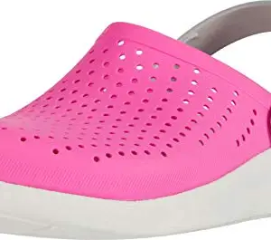 crocs Unisex-Child LiteRide Clog Electric Pink/White Clog - 12-13 Years, 6 UK, 24 cms(J6) (205964-6QR)