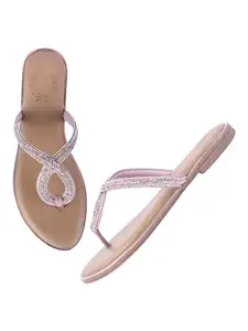 Shoetopia Women's Sandal-3 Kids UK (Girls-Flat-Circle-Pink)-EU36