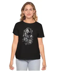 ALLEN BLACK Men's & Women's Regular Fit 100% Cotton T-Shirt (WOMGUN05-Black XL Men Round_)