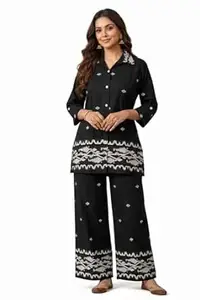 Fashion Secret Women Printed Kurti Pant Set |Shirt Style Kurti with Palazzo | Casual
