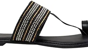 max Embellished Slip-On Flat Sandals,BLACK,37