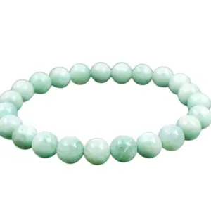 Lady Works natural amazonite 8mm round shape smooth cut beads stretchable bracelet for men & women. unisex 8 inch stretchable bracelet for healing, meditation, prosperity, gift & luck|LW_BRST_09781_8.0