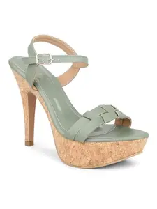 INC.5 Women Green Textured Platform Heels