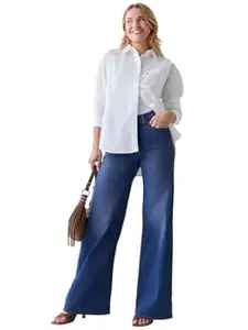 KOTTY Womens High Waist Regular Fit Ankle Length Clean Gery Denim Jeans