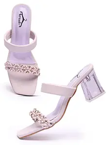 brauch Purple Stylish Strap Prism Block Heel For Women/Girls