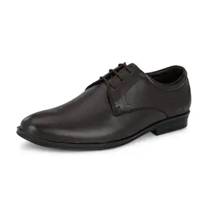 GUAVA Men's Brown Genuine Leather Classic Derby Office Formal Shoes
