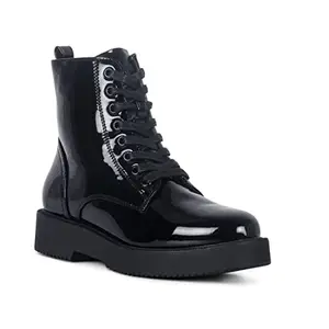 London Rag Statement PU Lace-Up Ankle Boots in Black