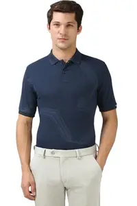 Peter England Men's Regular Fit T-Shirt (PXKPPRGFW29081_Navy