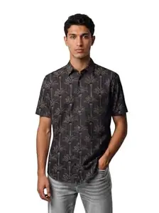 BULLMER Trendy Regular Fit Cotton Blend Printed Casual Half Sleeve Shirt for Men | Stylish Mens Casual Shirts | Shirts for Men