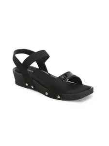 ICONICS Women's Fashionable Backstrap Sandals Colour-Black, Size-UK 6
