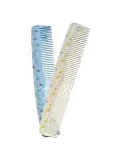 MysticPlay Plastic Hair Comb - Thin Spikes - Printed Dressing Hair Comb - Multicolor - Multidesign - Assorted - Pack Of 2
