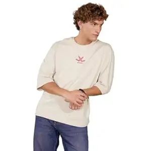 WROGN Men's 100% Cotton T-Shirt | Printed Design | Oversized Fit