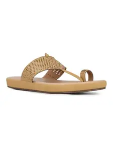 Inc.5 Womens Beige Solid Round Toe Party Wear Flat Slip-on Sandals