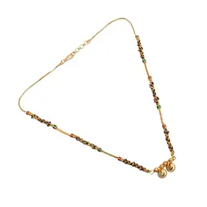 Pari 1 Gram Imitation Gold-Plated Multicolor Black Beads Mangalsutra for Women | Elegant and Traditional Necklace | Perfect for Weddings, Festivals, and Casual Wear
