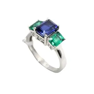 Rajasthan Gems Ring Silver 925 Sterling Green Hydro Stone Handmade Women Men Unisex Gift Designer H459