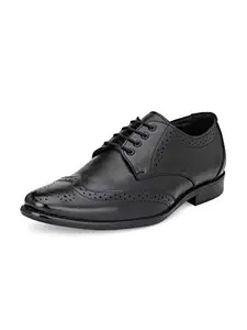 Eego Italy Light Weight Genuine Leather Lace Up Brogue Formal Shoes - CHAIN-4-BLACK-10