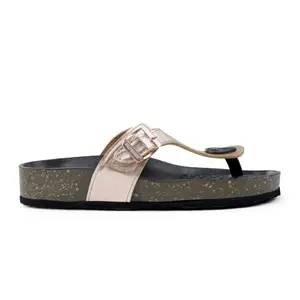 SOLETHREADS ATHENA Flip Flop for Women|Soft Comfortable|Breathable|Fashionable|Stylish|Trendy|Super soft| Lightweight|Anti-Slip Sole|Indoor & Outdoor|Slippers|METALIC GOLD|UK 4