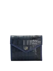 Da Milano Genuine Leather Blue Flap Womens Wallet (10055OL)
