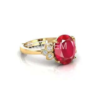 RRVGEM Natural Ruby RING 3.25 Ratti / 3.00 Carat Certified Handcrafted Finger Ring With Beautifull Stone manik RING Gold Plated for Men and Women LAB - CERTIFIED