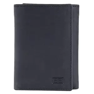 Brooklyn Bridge Black Beauty: Exclusive Fine Leather Trifold Wallet for Men | RFID Safe | New York Collection Soft Carbon Fiber Black | ID Window, Card Slots, Currency Compartment