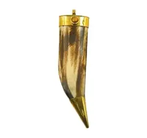 Generic Natural Horn With Tiger eye pendant Tusk shape pendant Brass Cap Pendant for Men and Women Horn pendant jewelry handmade Designer Fashion Jewelry Beautiful Stylish Pendant Gift for her
