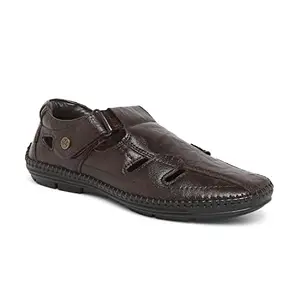 Buckaroo MAGNO Fine Mild Natural Leather Brown Casual Closed Sandal for Mens: Size UK 8