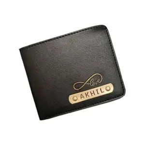 NAVYA ROYAL ART Personalized Wallet for Men and Boys | PU Leather Customized Purse with Name & Charm | Unique Birthday & Anniversary Gift for Men - Black 01