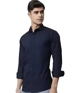 Mahima Ethnic Centre's Men’s Solid Formal Shirt Cotton Slim Fit Business Casual Button Down