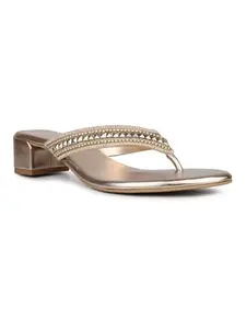 Inc.5 Womens Rose Gold Ethnic Open toe Block Heel Sandals