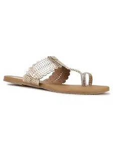 BATA womens Metallic Tr Beige Gold 2 Slipper - 3 UK (5718831)