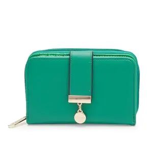 Caprese Women's Faux Leather Solid Pattern Yana Wallet (Emerald, Large)
