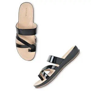 ROCIA By Regal Black Women Comfort Patent Flats