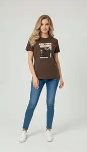 BILBURY Women's Graphic T-Shirt, Short Sleeve, Botanical Print with Text, Round Neck, Casual Wear