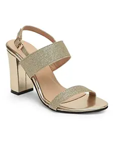 Bruno Manetti women's Gold Slipon Glitter Back Strap Heel Sandal