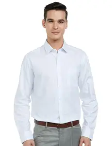 Arrow Men's Striped Full Sleeve Slim Fit Cutaway Collar Cotton Formal Shirt, White, 42