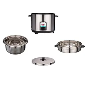 Jaiprakash Stainless Steel 2.8 Litres Cylinder Electric Rice. Cooker and Steamer
