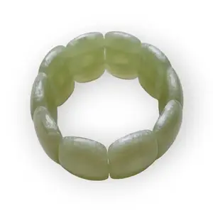 Handcrafted Natural Jade Green Elastic Stretch Adjustable Bracelet, Resin Stone Fashion Jewellery For Girls and Women