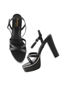 Shoetopia Women's Heeled Sandal-5 Kids UK (Fast-Black)-EU38