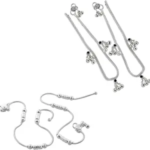 Lila Jewellery Traditional Jewellery For All Occassions Anklets Payal Pair for Women/Girls Alloy Anklet - Bzr_Combo Payal-121 & 125-(1-Pair Each)